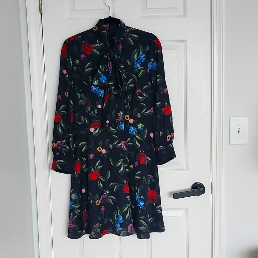 Black floral cocktail dress